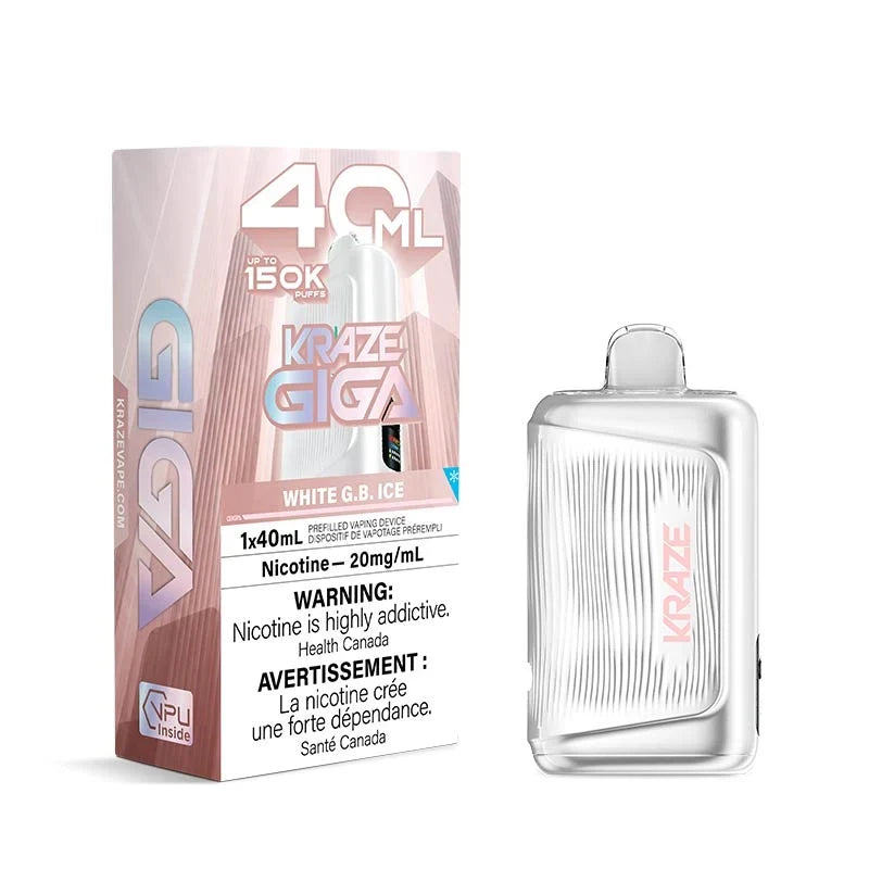 White G.B. Ice Disposable Vape – Kraze Giga 150K