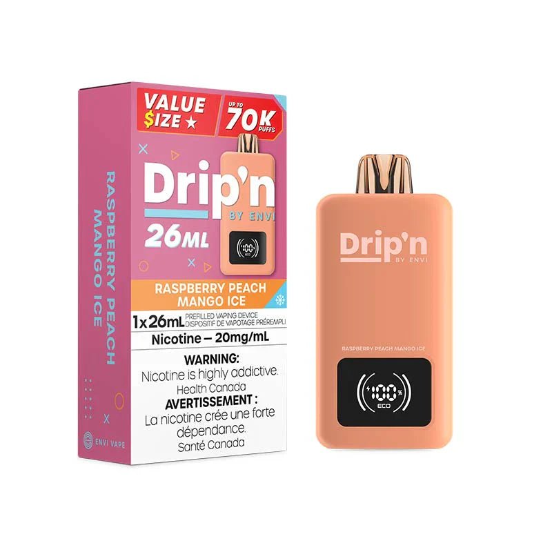 ENVI - Drip'n by Envi 70K Disposable - Raspberry Peach Mango Ice - Psycho Vape