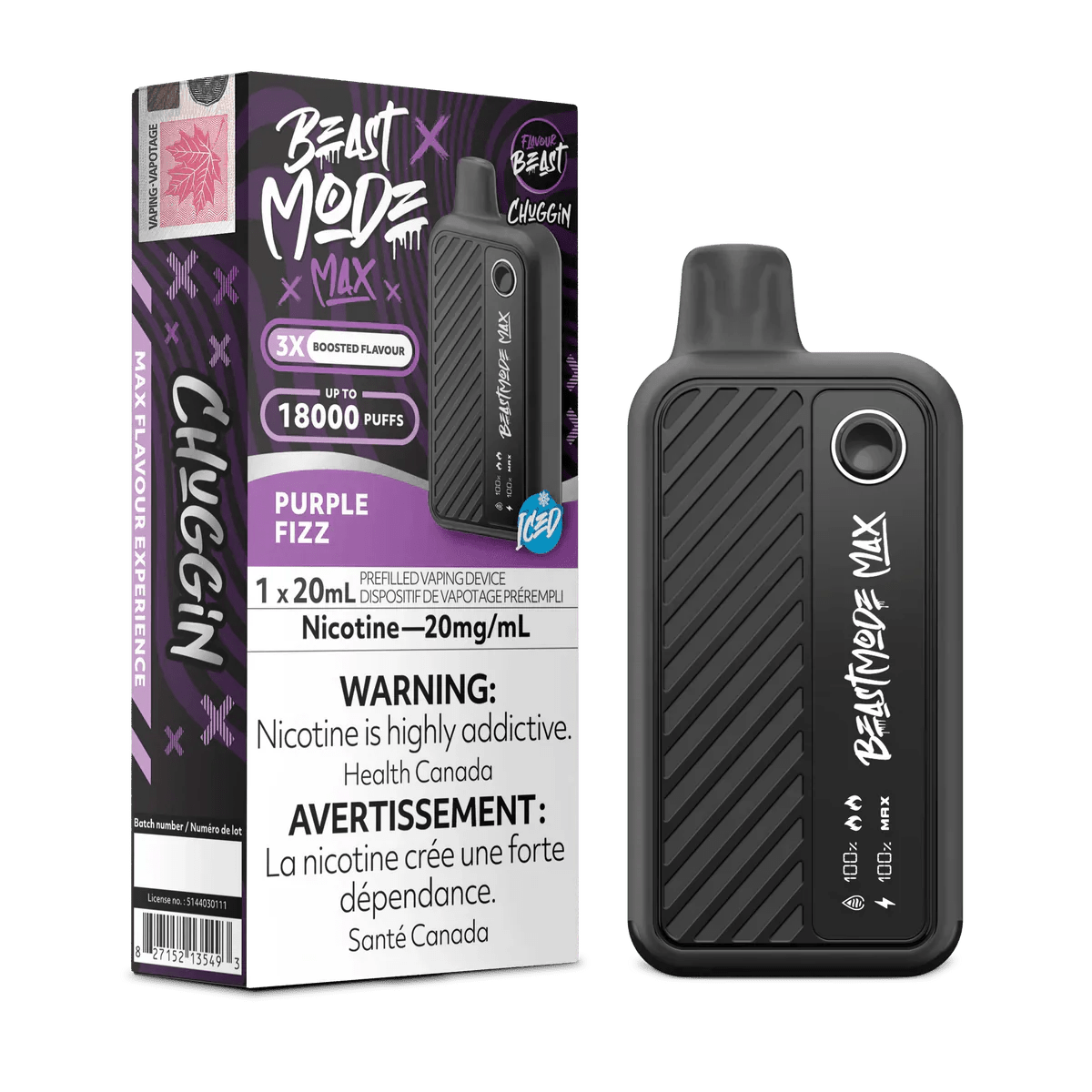 FLAVOUR BEAST - Flavour Beast Beast Mode Max 18K Disposable - Chuggin' Purple Fizz - Psycho Vape