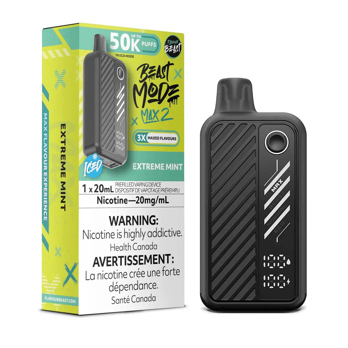 FLAVOUR BEAST - Flavour Beast Beast Mode Max 2 50K Disposable - Extreme Mint Iced - Psycho Vape
