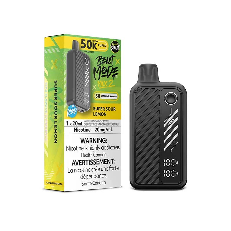 FLAVOUR BEAST - Flavour Beast Beast Mode Max 2 50K Disposable - Super Sour Lemon Iced - Psycho Vape