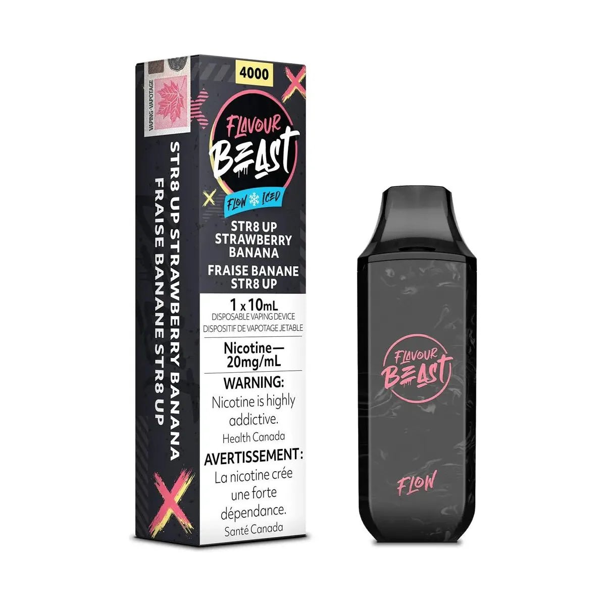 FLAVOUR BEAST - Flavour Beast Flow 4000 Disposable - STR8 Up Strawberry Banana Iced - Psycho Vape