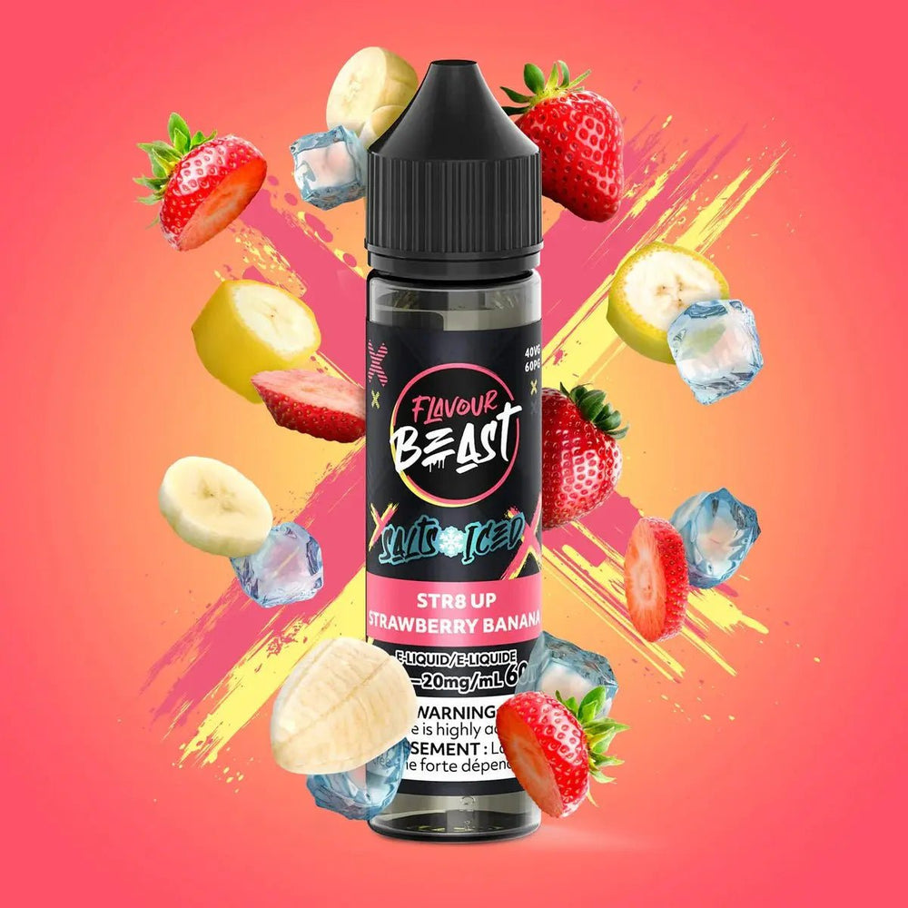FLAVOUR BEAST - STR8 UP Strawberry Banana Iced by Flavour Beast - Salt Nic Vape Juice - Psycho Vape