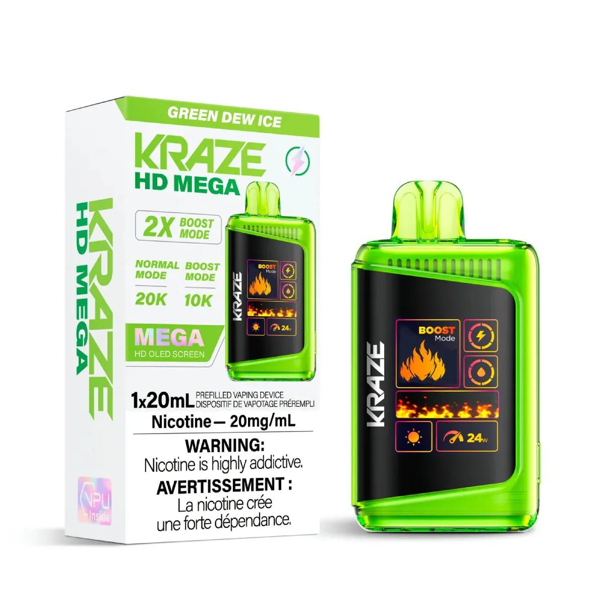 KRAZE - Kraze HD Mega 20K Disposable - Green Dew Ice - Psycho Vape
