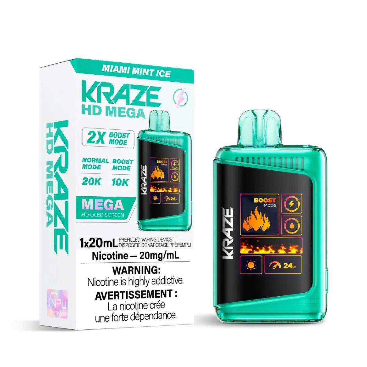 KRAZE - Kraze HD Mega 20K Disposable - Miami Mint Ice - Psycho Vape