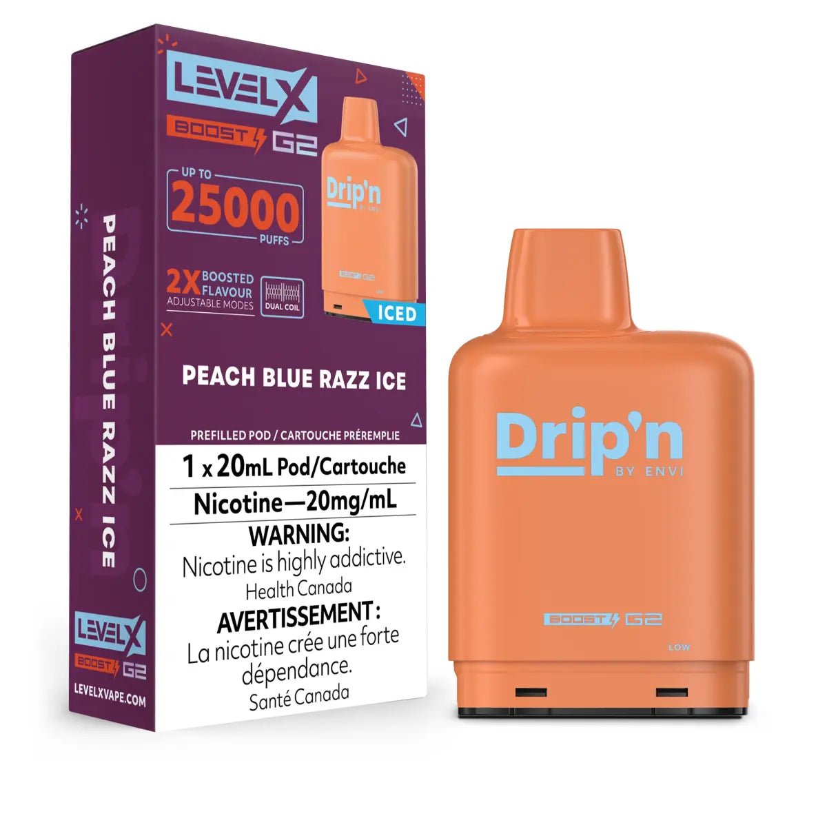 LEVEL X - Level X Drip'n Boost 25K Pod 20ml - Peach Blue Razz Ice - Psycho Vape