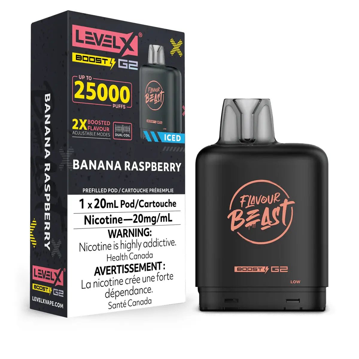 LEVEL X - Level X Flavour Beast Boost 25K Pod 20ml - Banana Raspberry (Iced) - Psycho Vape