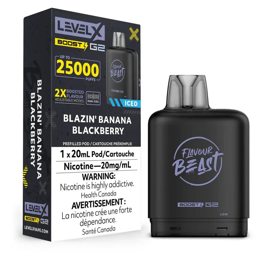 LEVEL X - Level X Flavour Beast Boost 25K Pod 20ml - Blazin' Banana Blackberry (Iced) - Psycho Vape