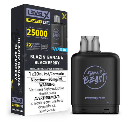 LEVEL X - Level X Flavour Beast Boost 25K Pod 20ml - Blazin' Banana Blackberry (Iced) - Psycho Vape