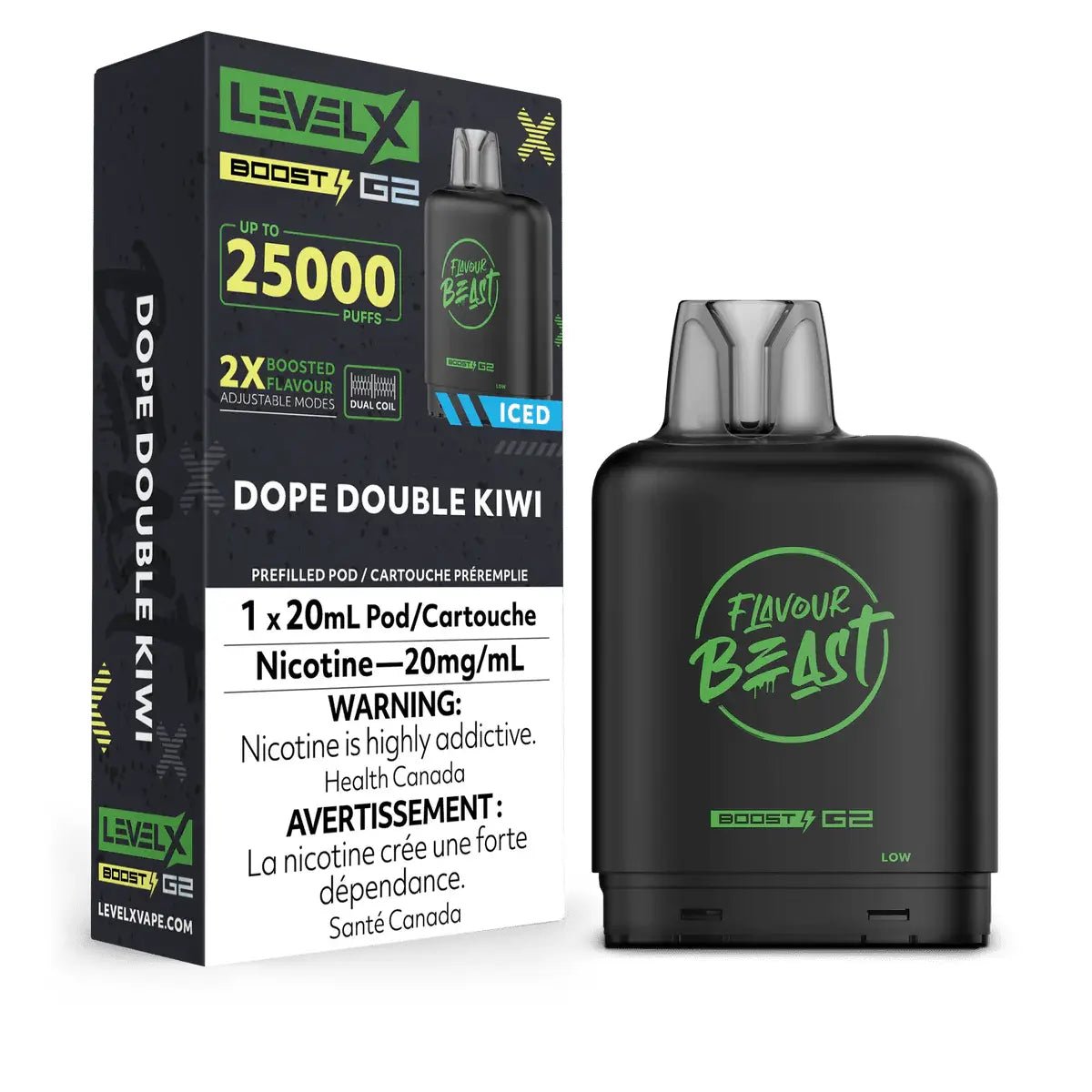 LEVEL X - Level X Flavour Beast Boost 25K Pod 20ml - Dope Double Kiwi (Iced) - Psycho Vape