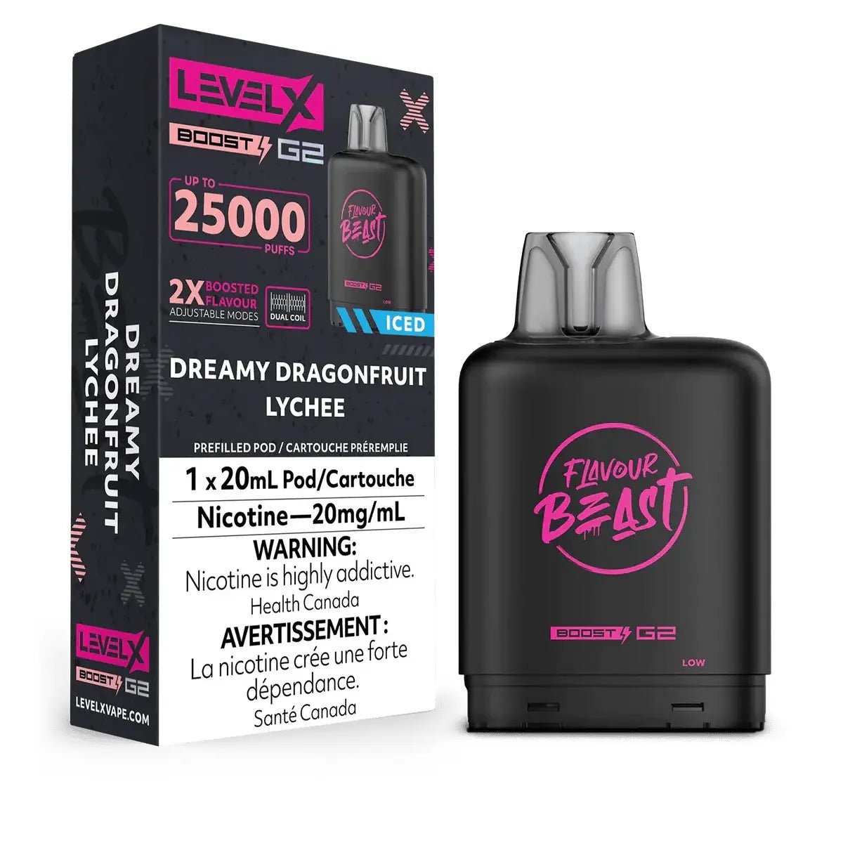 LEVEL X - Level X Flavour Beast Boost 25K Pod 20ml - Dreamy Dragonfruit Lychee (Iced) - Psycho Vape