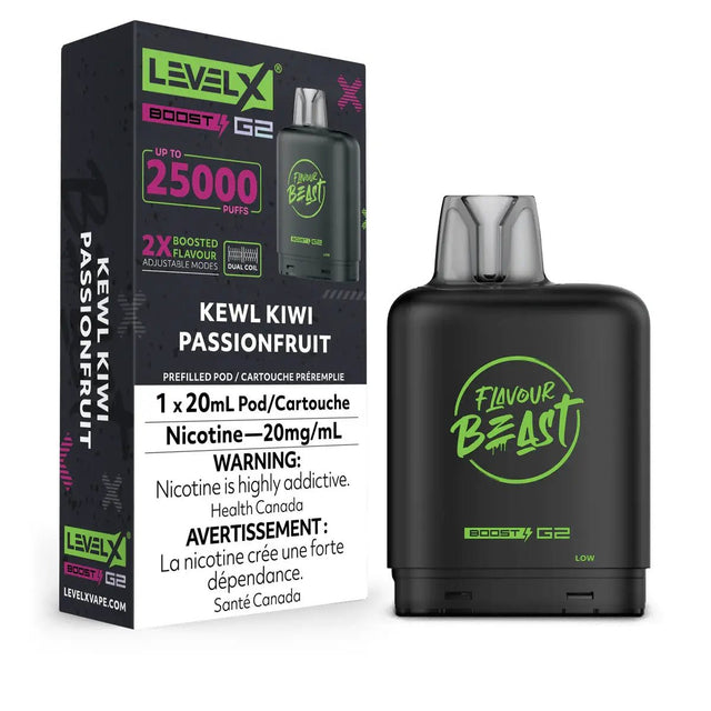 LEVEL X - Level X Flavour Beast Boost 25K Pod 20ml - Kewl Kiwi Passionfruit - Psycho Vape
