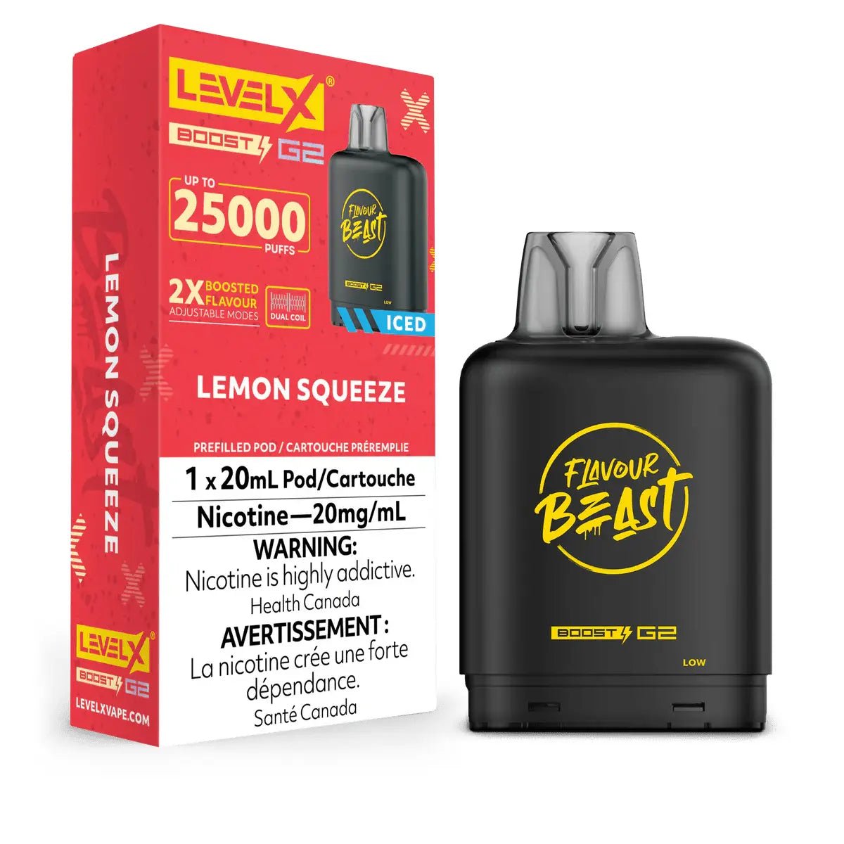 LEVEL X - Level X Flavour Beast Boost 25K Pod 20ml - Lemon Squeeze (Iced) - Psycho Vape