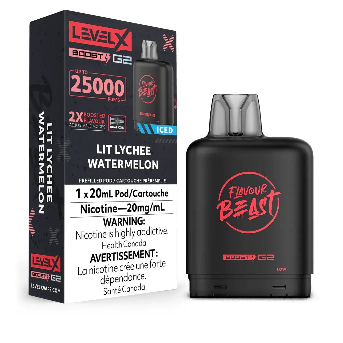 LEVEL X - Level X Flavour Beast Boost 25K Pod 20ml - Lit Lychee Watermelon (Iced) - Psycho Vape