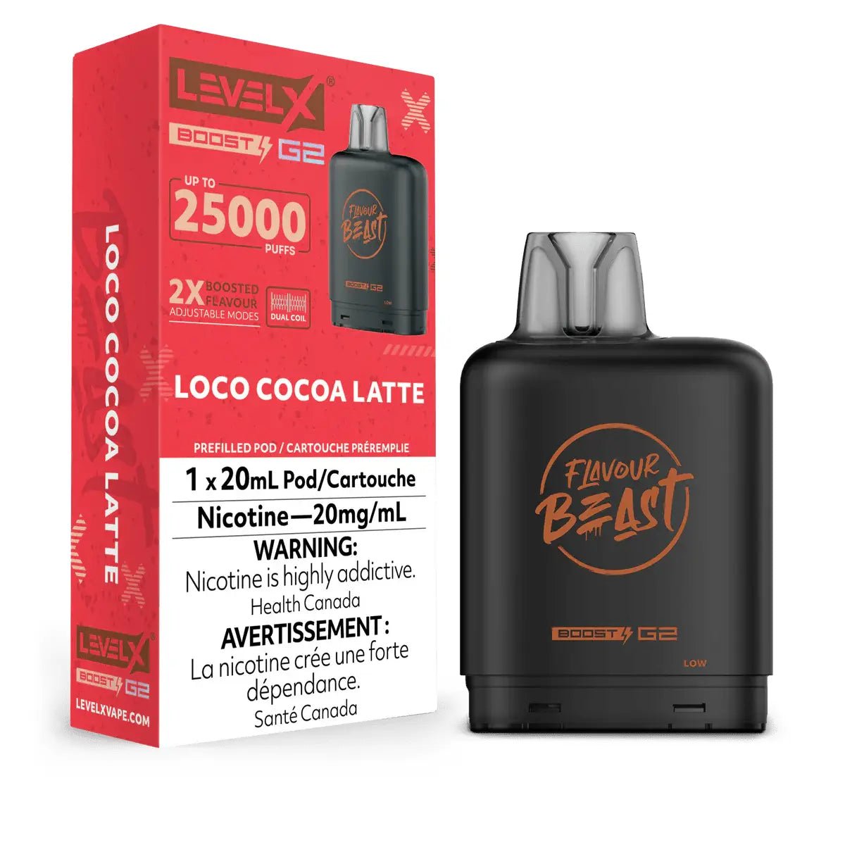 LEVEL X - Level X Flavour Beast Boost 25K Pod 20ml - Loco Cocoa Latte - Psycho Vape