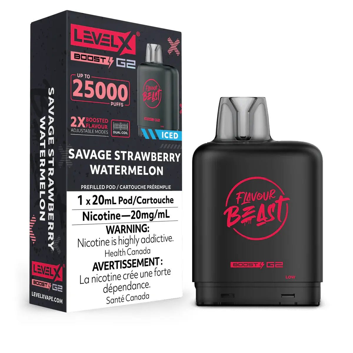 LEVEL X - Level X Flavour Beast Boost 25K Pod 20ml - Savage Strawberry Watermelon (Iced) - Psycho Vape