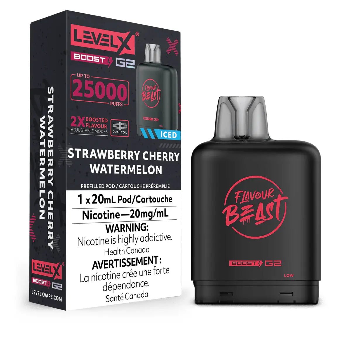 LEVEL X - Level X Flavour Beast Boost 25K Pod 20ml - Strawberry Cherry Watermelon (Iced) - Psycho Vape