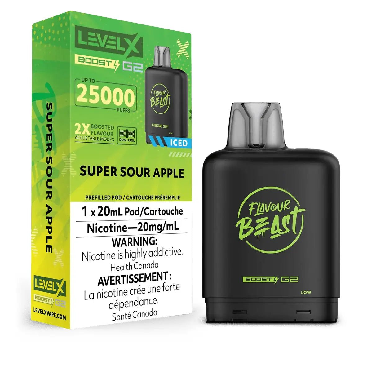 LEVEL X - Level X Flavour Beast Boost 25K Pod 20ml - Super Sour Apple (Iced) - Psycho Vape