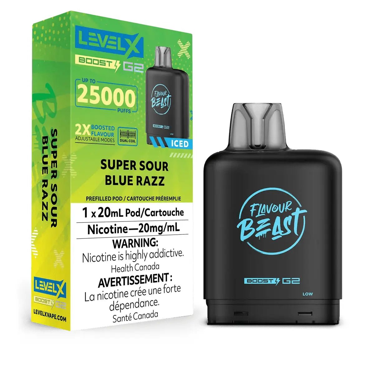LEVEL X - Level X Flavour Beast Boost 25K Pod 20ml - Super Sour Blue Razz (Iced) - Psycho Vape