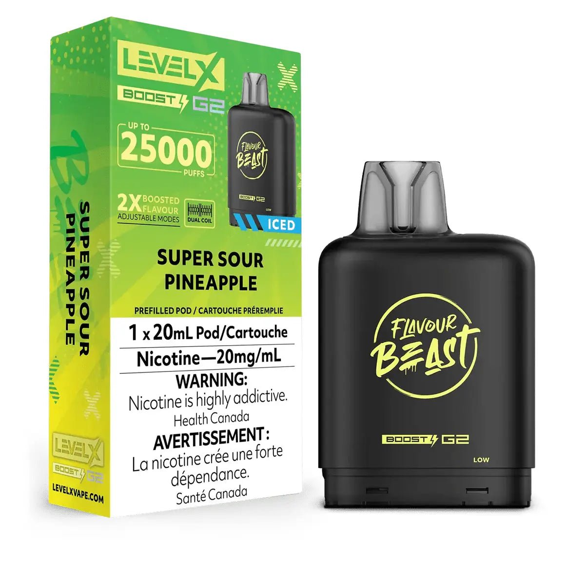 LEVEL X - Level X Flavour Beast Boost 25K Pod 20ml - Super Sour Pineapple (Iced) - Psycho Vape