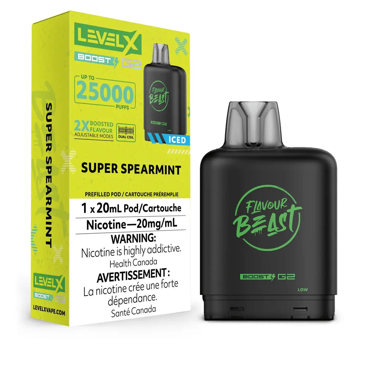 LEVEL X - Level X Flavour Beast Boost 25K Pod 20ml - Super Spearmint (Iced) - Psycho Vape