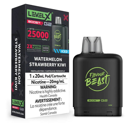 LEVEL X - Level X Flavour Beast Boost 25K Pod 20ml - Watermelon Strawberry Kiwi (Iced) - Psycho Vape