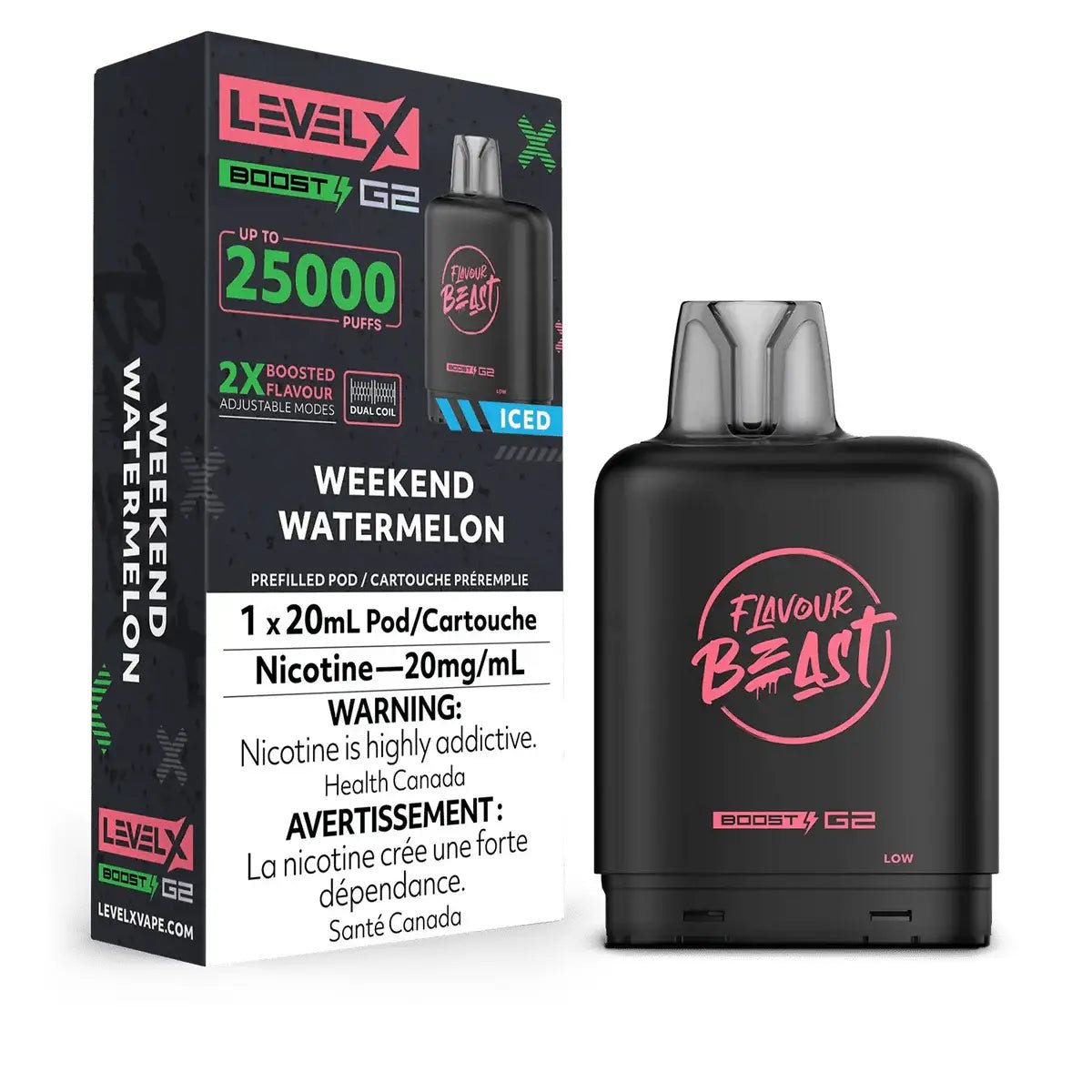 LEVEL X - Level X Flavour Beast Boost 25K Pod 20ml - Weekend Watermelon (Iced) - Psycho Vape
