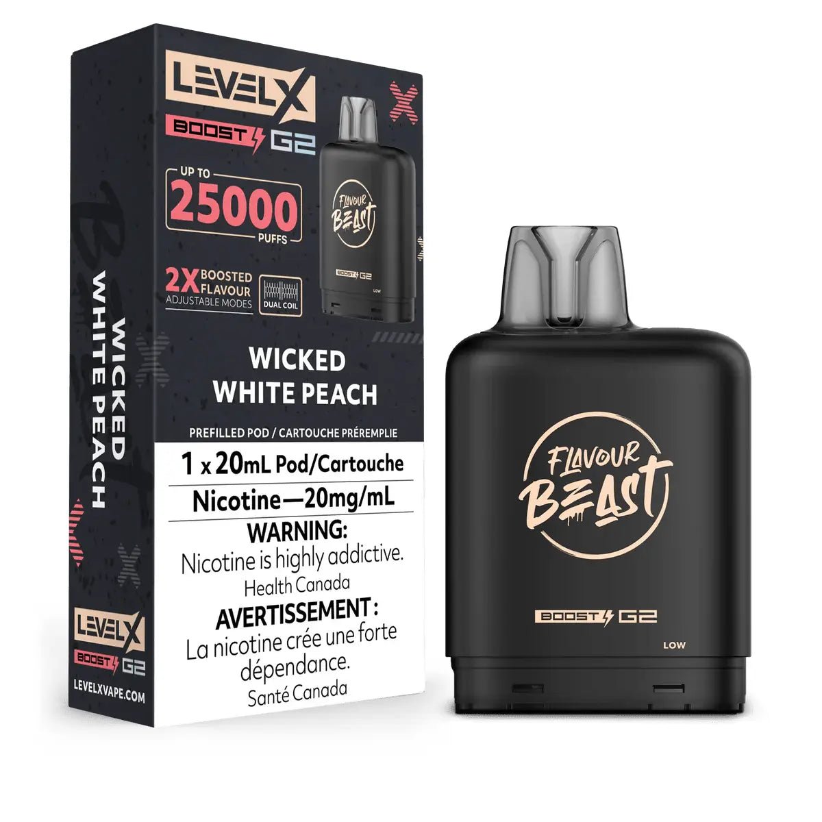 LEVEL X - Level X Flavour Beast Boost 25K Pod 20ml - Wicked White Peach - Psycho Vape