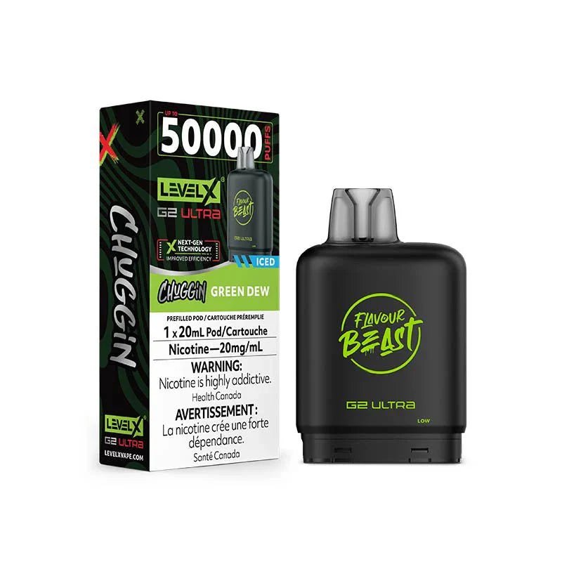 LEVEL X - Level X Flavour Beast Chuggin Ultra 50K Pod 20ml - Green Dew Ice - Psycho Vape