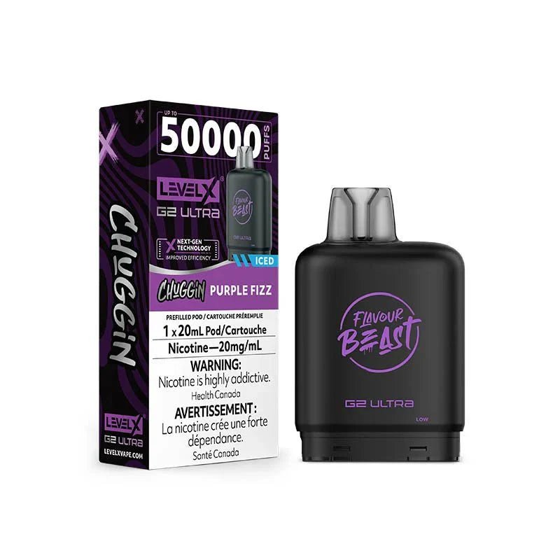LEVEL X - Level X Flavour Beast Chuggin Ultra 50K Pod 20ml - Purple Fizz Ice - Psycho Vape