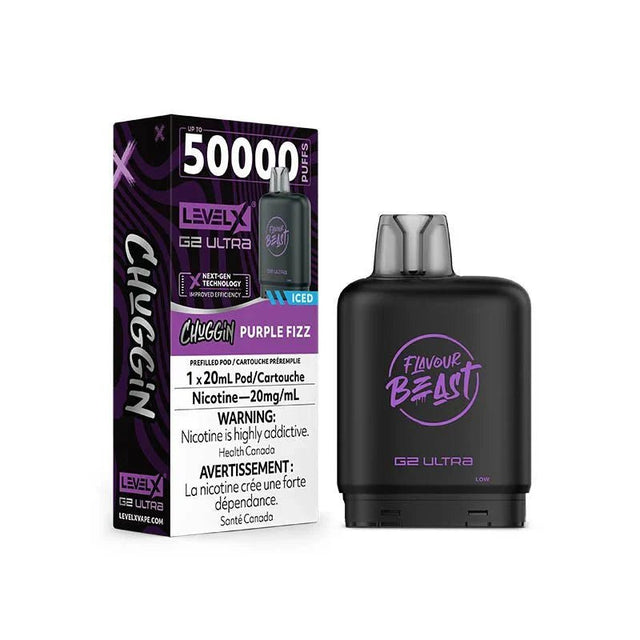 LEVEL X - Level X Flavour Beast Chuggin Ultra 50K Pod 20ml - Purple Fizz Ice - Psycho Vape