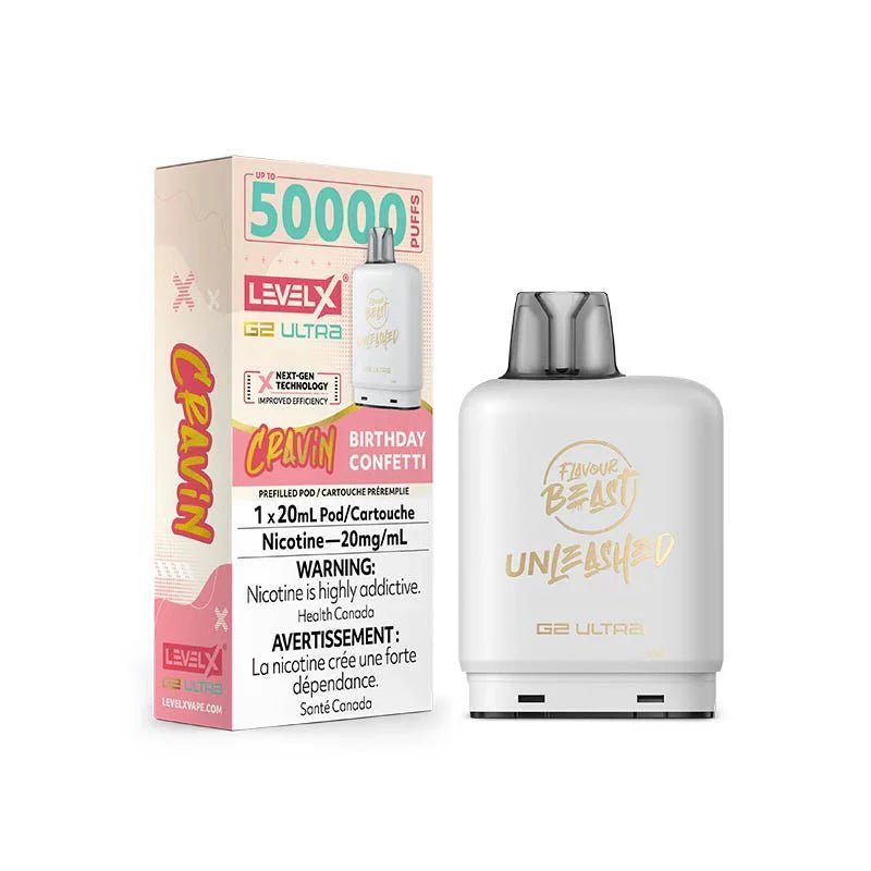 LEVEL X - Level X Flavour Beast Cravin Ultra 50K Pod 20ml - Birthday Confetti - Psycho Vape