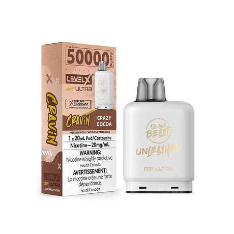 LEVEL X - Level X Flavour Beast Cravin Ultra 50K Pod 20ml - Crazy Cocoa - Psycho Vape