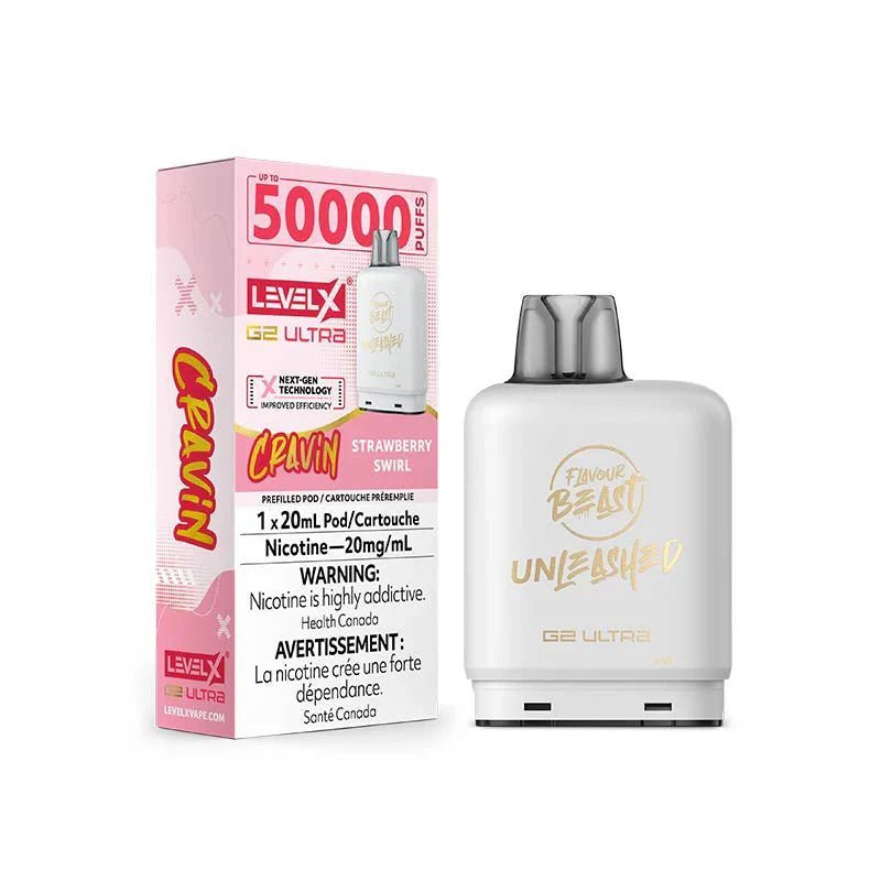 LEVEL X - Level X Flavour Beast Cravin Ultra 50K Pod 20ml - Strawberry Swirl - Psycho Vape