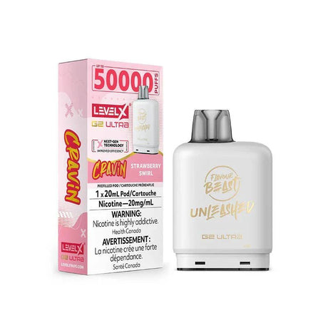 LEVEL X - Level X Flavour Beast Cravin Ultra 50K Pod 20ml - Strawberry Swirl - Psycho Vape