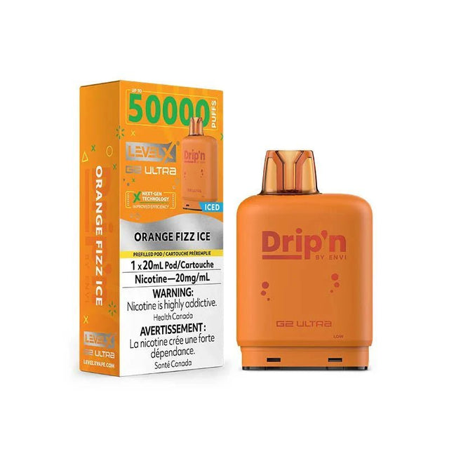 LEVEL X - Level X Flavour Beast Drip'n Ultra 50K Pod 20ml - Orange Fizz Ice - Psycho Vape