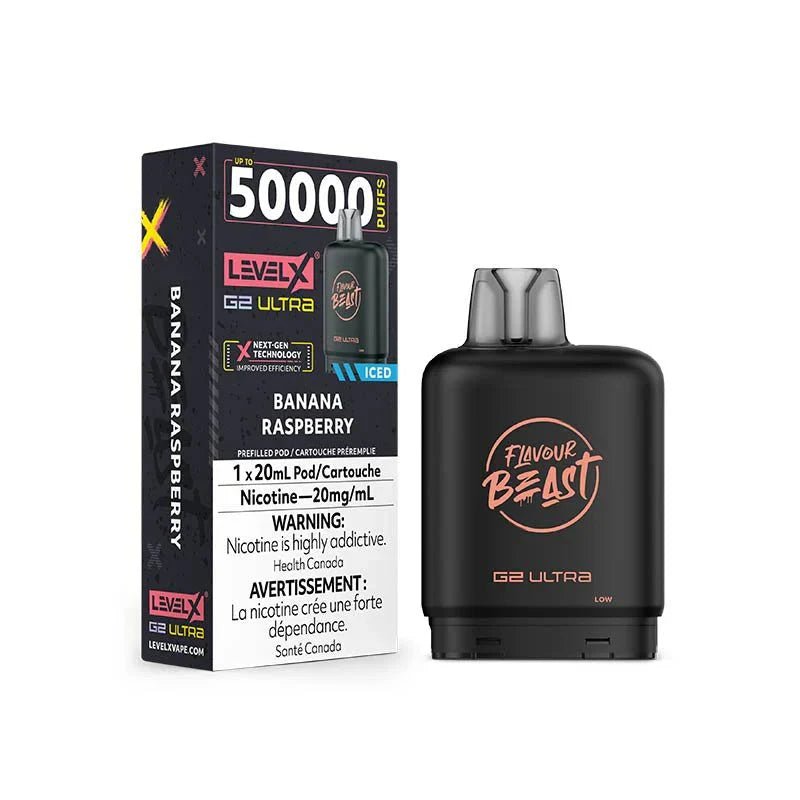 LEVEL X - Level X Flavour Beast Ultra 50K Pod 20ml - Banana Raspberry Iced - Psycho Vape