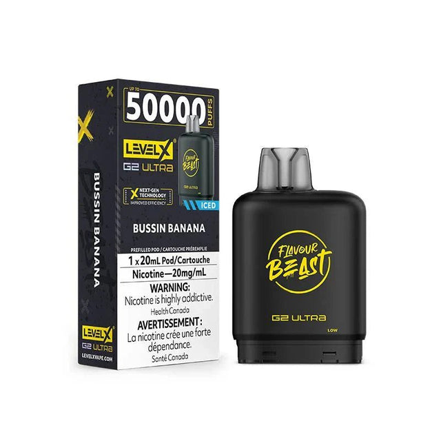 LEVEL X - Level X Flavour Beast Ultra 50K Pod 20ml - Bussin Banana Iced - Psycho Vape