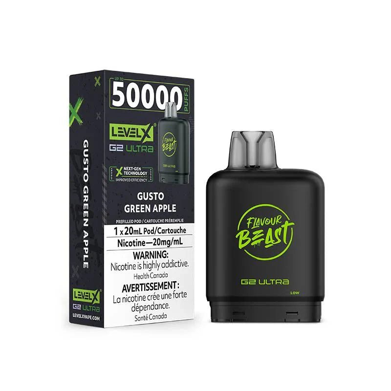 LEVEL X - Level X Flavour Beast Ultra 50K Pod 20ml - Gusto Green Apple - Psycho Vape