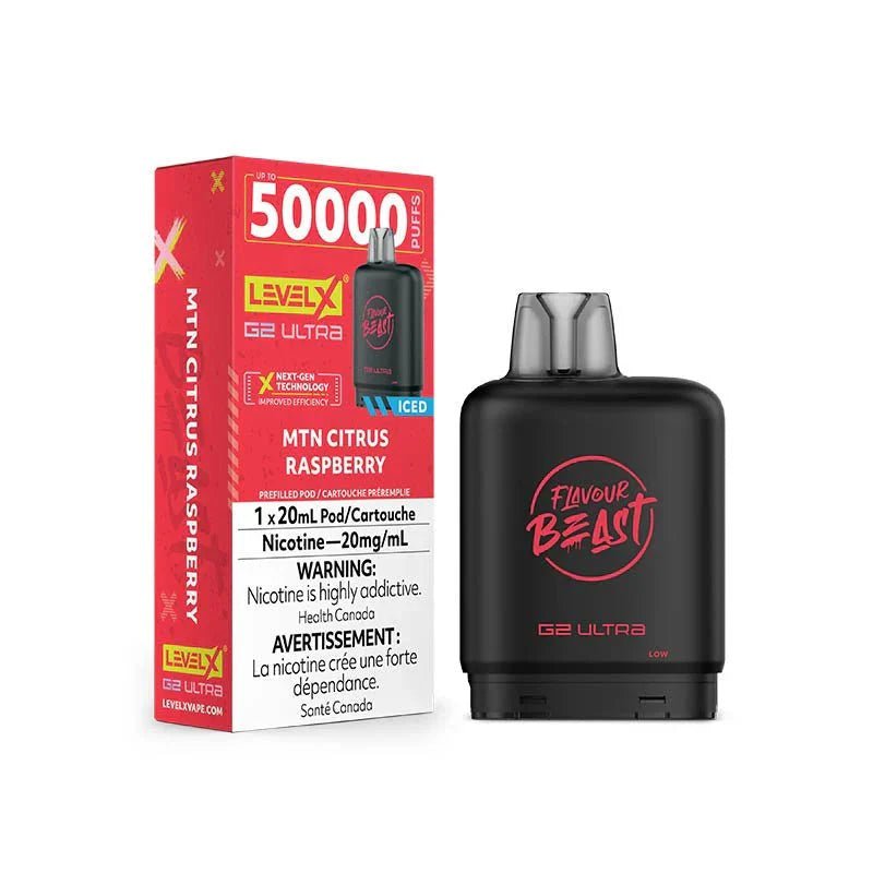 LEVEL X - Level X Flavour Beast Ultra 50K Pod 20ml - Mtn Citrus Raspberry Iced - Psycho Vape