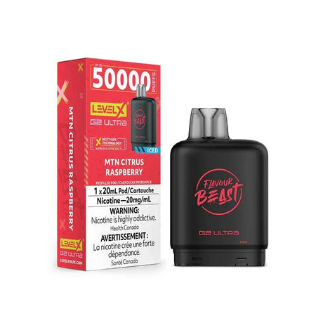 LEVEL X - Level X Flavour Beast Ultra 50K Pod 20ml - Mtn Citrus Raspberry Iced - Psycho Vape