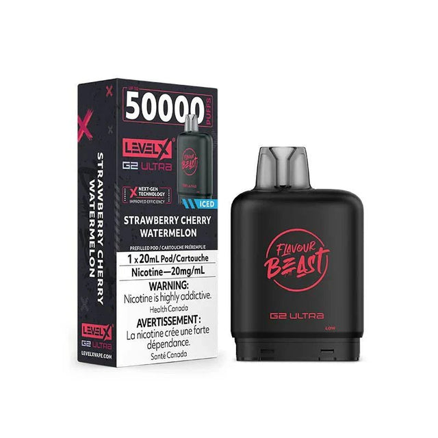 LEVEL X - Level X Flavour Beast Ultra 50K Pod 20ml - Strawberry Cherry Watermelon Iced - Psycho Vape