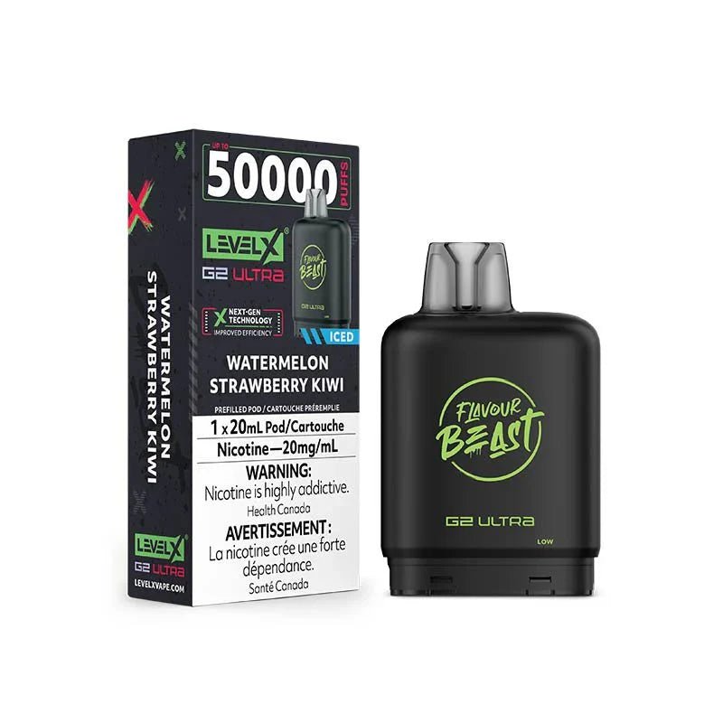 LEVEL X - Level X Flavour Beast Ultra 50K Pod 20ml - Watermelon Strawberry Kiwi Iced - Psycho Vape
