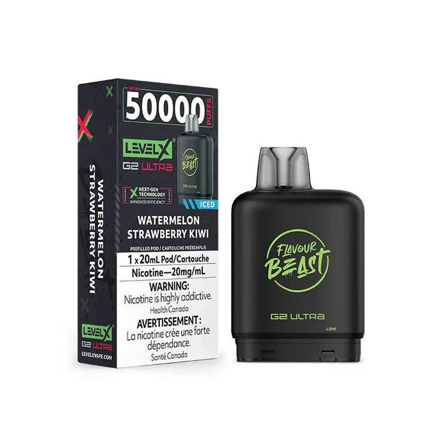 LEVEL X - Level X Flavour Beast Ultra 50K Pod 20ml - Watermelon Strawberry Kiwi Iced - Psycho Vape