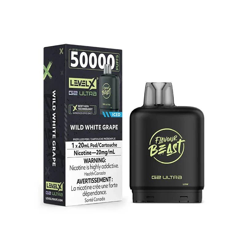 LEVEL X - Level X Flavour Beast Ultra 50K Pod 20ml - Wild White Grape Iced - Psycho Vape
