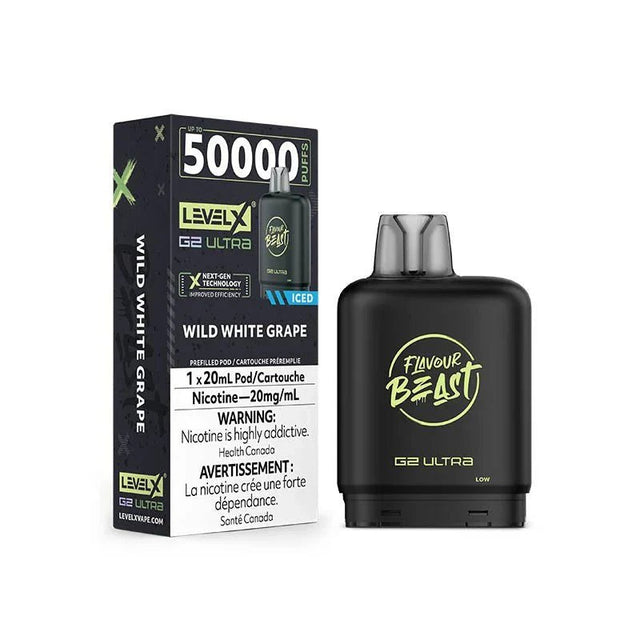 LEVEL X - Level X Flavour Beast Ultra 50K Pod 20ml - Wild White Grape Iced - Psycho Vape