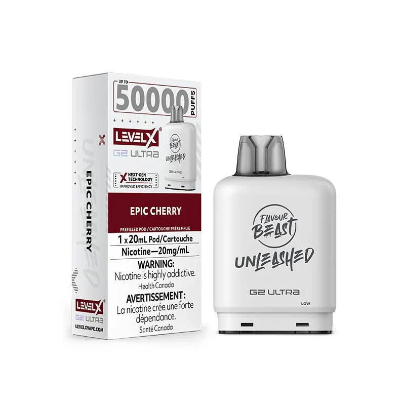 LEVEL X - Level X Flavour Beast Unleashed Ultra 50K Pod 20ml - Epic Cherry - Psycho Vape