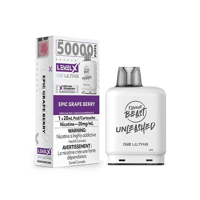LEVEL X - Level X Flavour Beast Unleashed Ultra 50K Pod 20ml - Epic Grape Berry - Psycho Vape