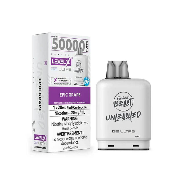 LEVEL X - Level X Flavour Beast Unleashed Ultra 50K Pod 20ml - Epic Grape Iced - Psycho Vape