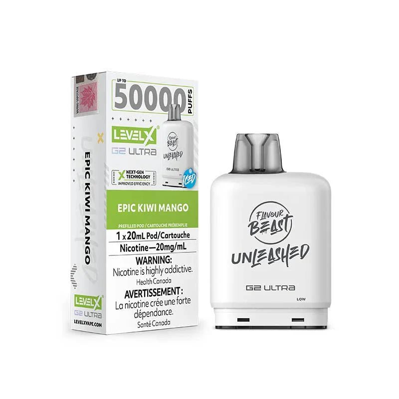 LEVEL X - Level X Flavour Beast Unleashed Ultra 50K Pod 20ml - Epic Kiwi Mango Iced - Psycho Vape